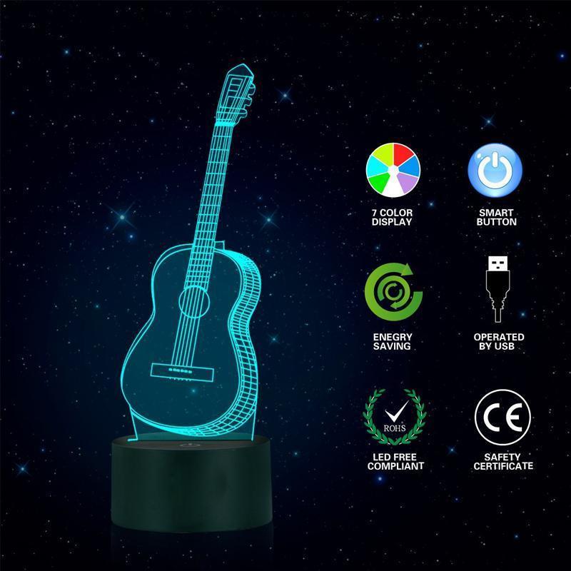 3D guitar lamp 7 Color Changing Night Light