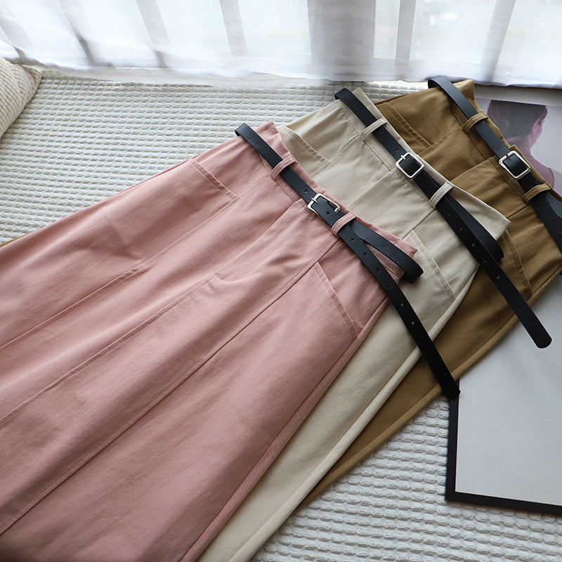 Solid Color A-Line Half-Body Skirt