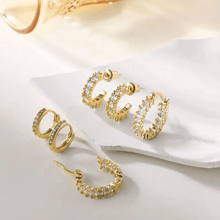 Load image into Gallery viewer, Sparkling Zirconia Chunky Hoop Earrings