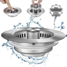 Load image into Gallery viewer, Upgraded 3-in-1 Kitchen Sink Drain Strainer