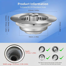 Load image into Gallery viewer, Upgraded 3-in-1 Kitchen Sink Drain Strainer
