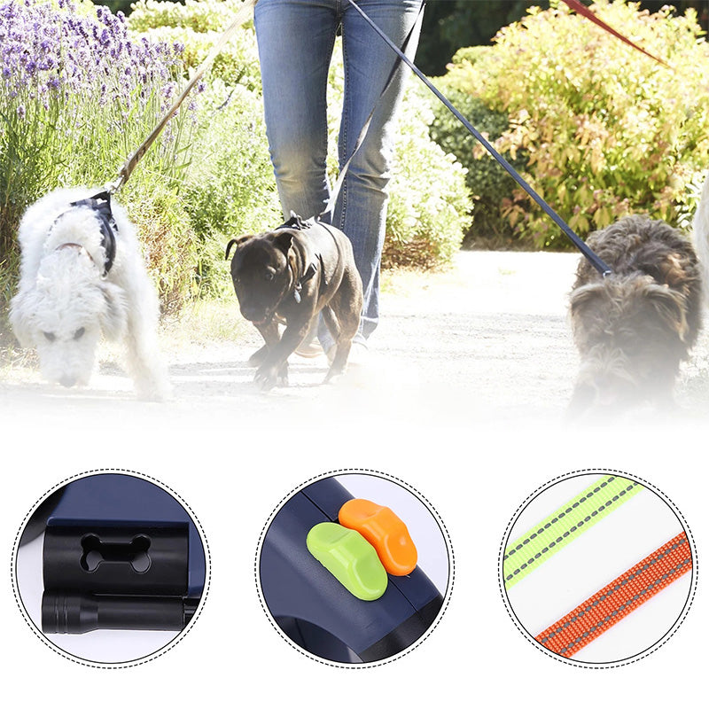 Pet automatic double leash