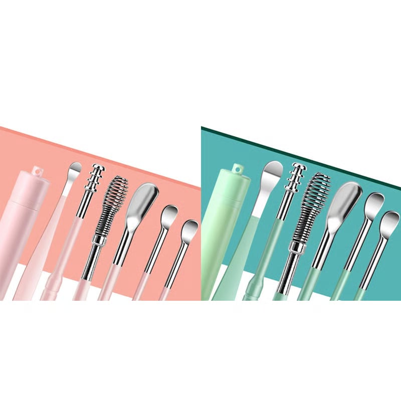 6 Counts Set Stainless Steel Spiral Ear Massage Cleaning Tool