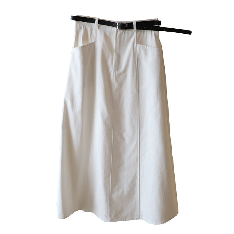 Solid Color A-Line Half-Body Skirt