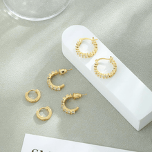 Load image into Gallery viewer, Sparkling Zirconia Chunky Hoop Earrings