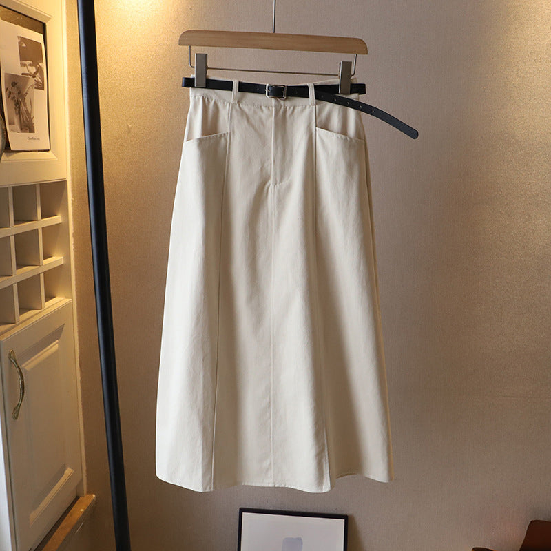 Solid Color A-Line Half-Body Skirt