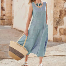 Load image into Gallery viewer, Women&#39;s Sleeveless Cotton And Linen Dress