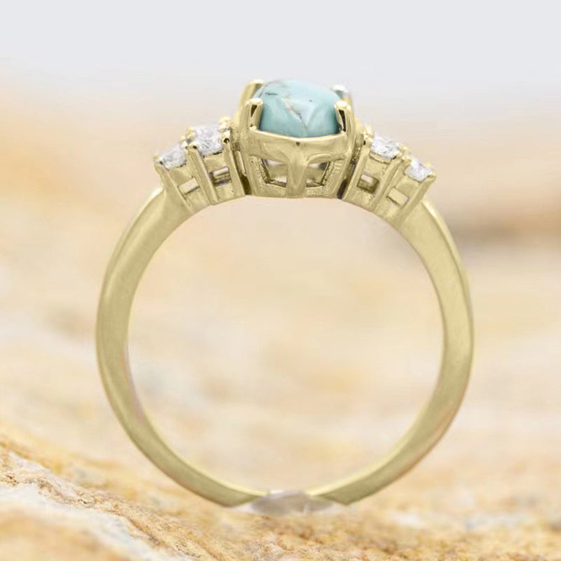 Natural Turquoise Diamond Ring