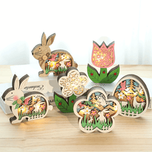 Load image into Gallery viewer, Wooden Easter Decoration with LED Light