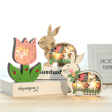 Load image into Gallery viewer, Wooden Easter Decoration with LED Light