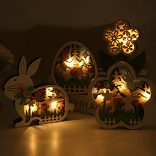 Load image into Gallery viewer, Wooden Easter Decoration with LED Light