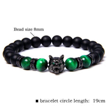 Load image into Gallery viewer, Wolf Head Tiger Eye Bracelet