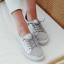 Load image into Gallery viewer, DIAMOND SILVER LEATHER SNEAKERS