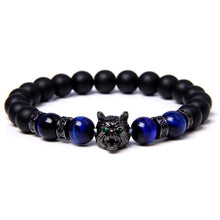 Load image into Gallery viewer, Wolf Head Tiger Eye Bracelet