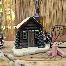 Load image into Gallery viewer, Log Cabin Snowy Winter Incense Cone Burner