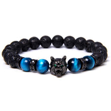 Load image into Gallery viewer, Wolf Head Tiger Eye Bracelet