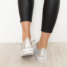 Load image into Gallery viewer, DIAMOND SILVER LEATHER SNEAKERS