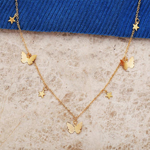 Butterfly and Star Pendant Necklace