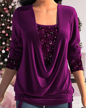 Load image into Gallery viewer, Burgundy Sequin Long Sleeve Top