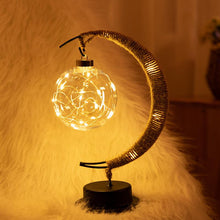 Load image into Gallery viewer, Handmade Twine Rattan Ball LED Moon Shaped Lamp