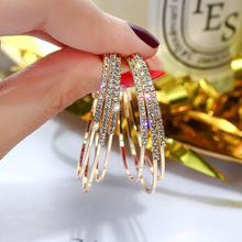 Load image into Gallery viewer, Shiny Diamond Hoop Earrings