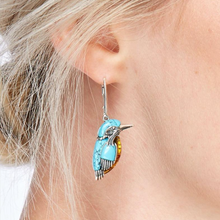 Load image into Gallery viewer, Vintage Turquoise Bird Earrings
