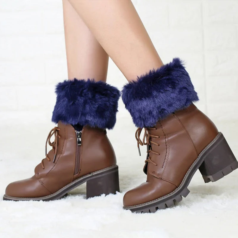 Women Fur Trim Boot Cuff Toppers Cover Leg Warmers