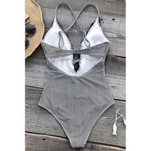 Load image into Gallery viewer, Lace Stripe One-Piece Swimsuit