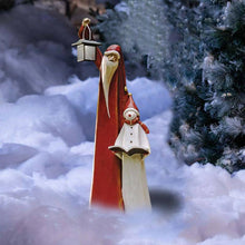 Load image into Gallery viewer, Santa and Snowman Sculpture with Solar Lantern