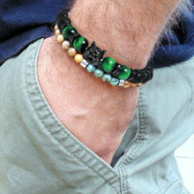 Load image into Gallery viewer, Wolf Head Tiger Eye Bracelet
