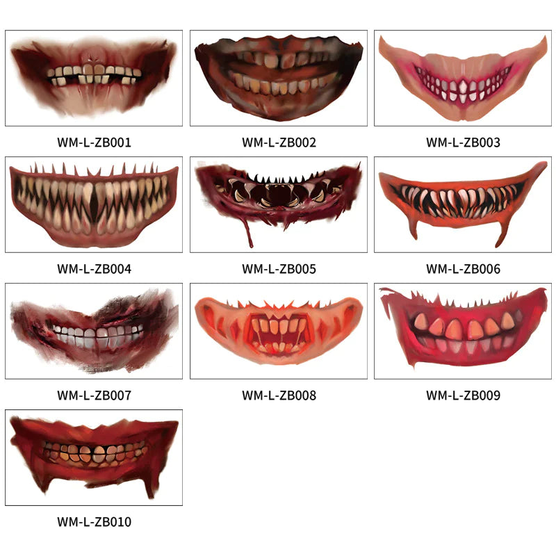 Halloween Prank Makeup Temporary Tattoo（10pcs）