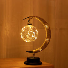 Load image into Gallery viewer, Handmade Twine Rattan Ball LED Moon Shaped Lamp