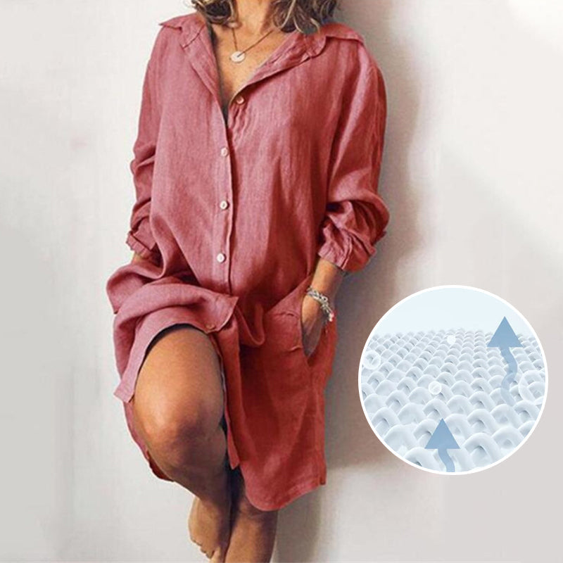 Women's Casual Pure Color Shirt Dress