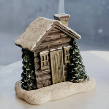 Load image into Gallery viewer, Log Cabin Snowy Winter Incense Cone Burner