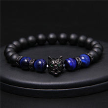Load image into Gallery viewer, Wolf Head Tiger Eye Bracelet