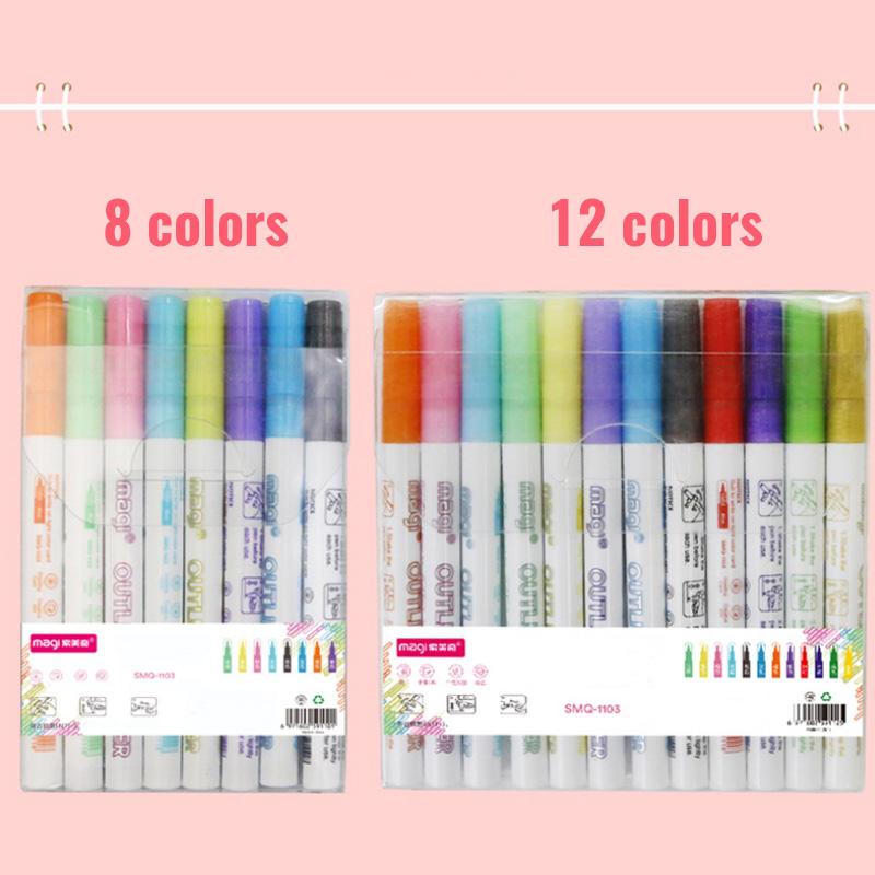 🎄Gorgeous Double Outline Markers Set (8/12 colors)🎁