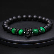 Load image into Gallery viewer, Wolf Head Tiger Eye Bracelet