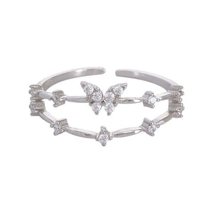Double Butterfly Zircon Ring