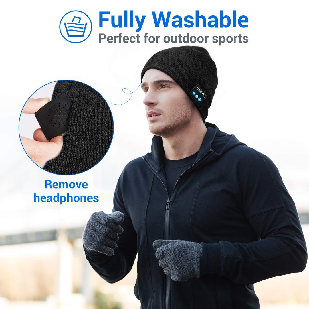 Bluetooth Beanie Hat with LED Headlight